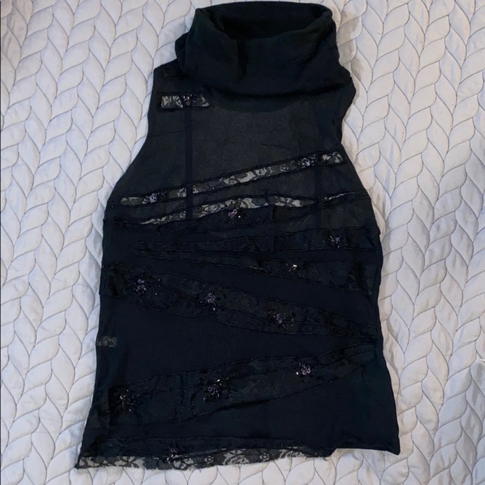 Express Sheer Lace Beaded Top
